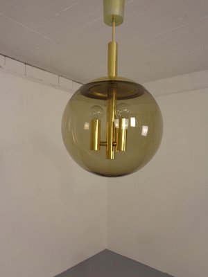 Large Smoked Glass & Brass Ceiling Lamp from Limburg, 1960s-RDW-1822464