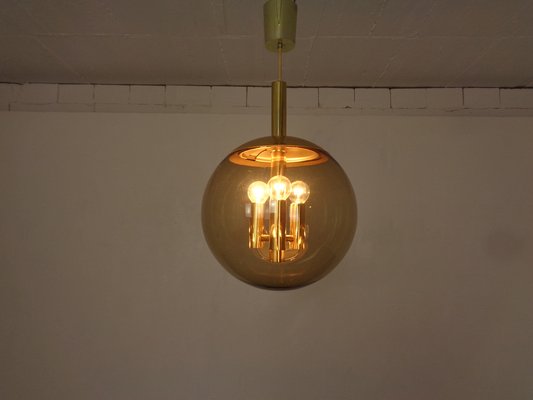 Large Smoked Glass & Brass Ceiling Lamp from Limburg, 1960s-RDW-1822464