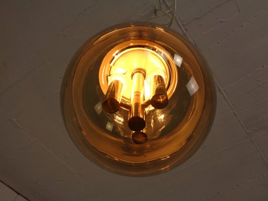 Large Smoked Glass & Brass Ceiling Lamp from Limburg, 1960s-RDW-1822464