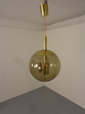 Large Smoked Glass & Brass Ceiling Lamp from Limburg, 1960s-RDW-1822464