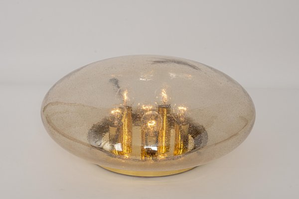 Large Smoked Glass Flush Mount by Limburg, Germany, 1960s-UGR-1086304