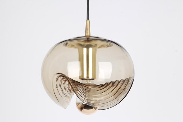 Large Smoked Glass Pendant Light from Peill & Putzler, Germany, 1970s-UGR-1085910