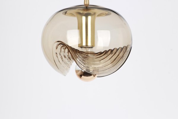 Large Smoked Glass Pendant Light from Peill & Putzler, Germany, 1970s-UGR-1085910