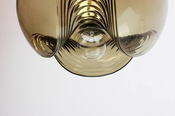 Large Smoked Glass Pendant Light from Peill & Putzler, Germany, 1970s-UGR-1085933