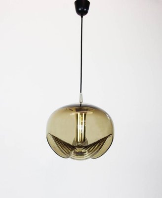 Large Smoked Glass Pendant Light from Peill & Putzler, Germany, 1970s-UGR-1085933