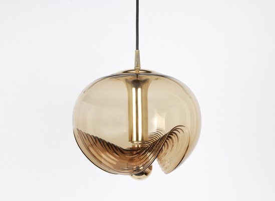 Large Smoked Glass Pendant Light from Peill & Putzler, Germany, 1970s-UGR-1085791