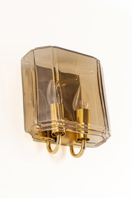 Large Smoked Glass Sconce by Limburg, Germany, Set of 2-UGR-1301202