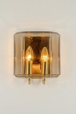 Large Smoked Glass Sconce by Limburg, Germany, Set of 2-UGR-1301202