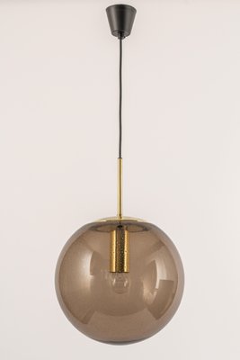 Large Smoky Glass Ball and Brass Pendant Lamp from Limburg, Germany, 1970s-UGR-1294407