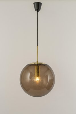 Large Smoky Glass Ball and Brass Pendant Lamp from Limburg, Germany, 1970s-UGR-1294407