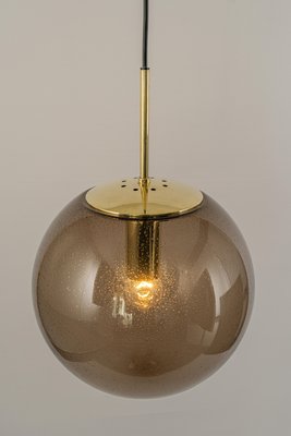 Large Smoky Glass Ball and Brass Pendant Lamp from Limburg, Germany, 1970s-UGR-1294407