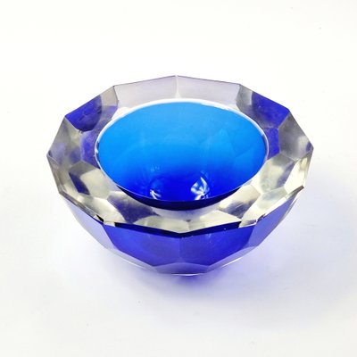 Large Sommerso Diamond Faceted Geode Murano Glass Bowl by Mandruzzato, Italy, 1970s-BMM-1774449