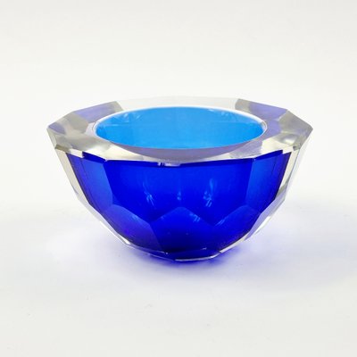 Large Sommerso Diamond Faceted Geode Murano Glass Bowl by Mandruzzato, Italy, 1970s-BMM-1774449