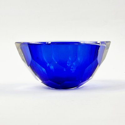 Large Sommerso Diamond Faceted Geode Murano Glass Bowl by Mandruzzato, Italy, 1970s-BMM-1774449