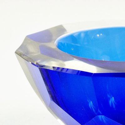 Large Sommerso Diamond Faceted Geode Murano Glass Bowl by Mandruzzato, Italy, 1970s-BMM-1774449