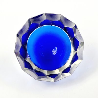 Large Sommerso Diamond Faceted Geode Murano Glass Bowl by Mandruzzato, Italy, 1970s-BMM-1774449