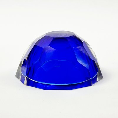 Large Sommerso Diamond Faceted Geode Murano Glass Bowl by Mandruzzato, Italy, 1970s-BMM-1774449