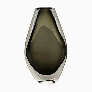 Large Sommerso Smoked Glass Vase by Nils Landberg for Orrefors, Sweden, 1970s-QZ-1089665