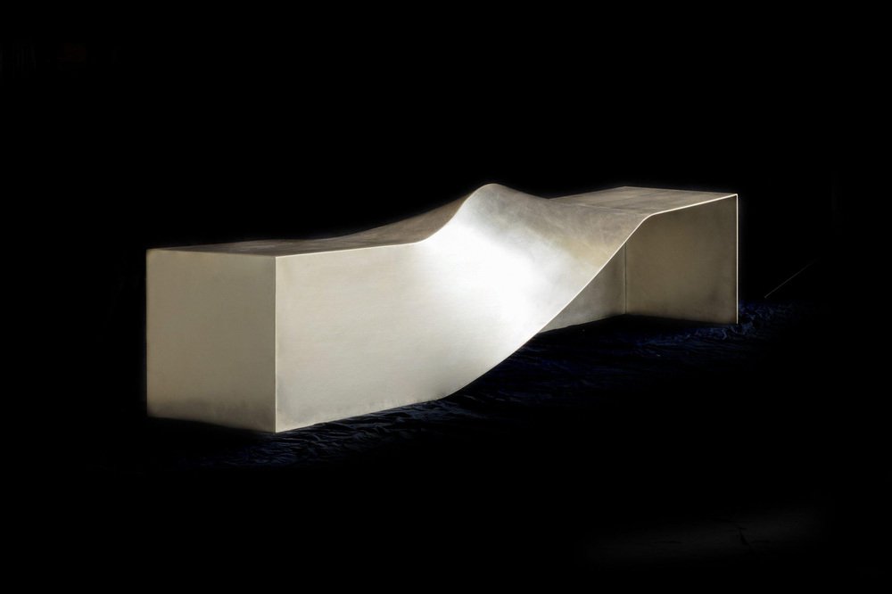 Large Soul Sculpture Bench in Brass and Natural Gold by Veronica Mar