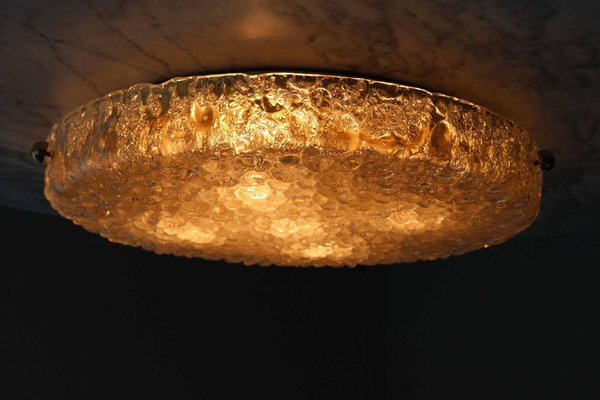 Large Space Age Ceiling Lamp in Bubble Glass & Ice Glass from Hillebrand, 1970s-FJP-1771613