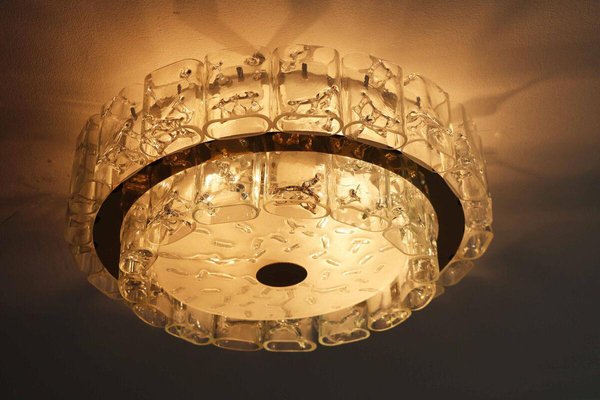 Large Space Age Ceiling Lamp in Ice Glass from Doria, 1960s-FJP-1771555