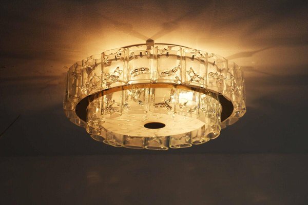 Large Space Age Ceiling Lamp in Ice Glass from Doria, 1960s-FJP-1771555