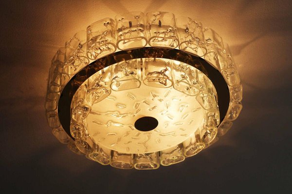 Large Space Age Ceiling Lamp in Ice Glass from Doria, 1960s-FJP-1771555