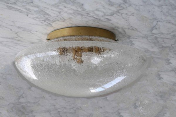 Large Space Age Ceiling Lamp in Ice Glass from Limburg, 1970s-FJP-1771587