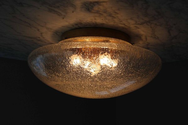 Large Space Age Ceiling Lamp in Ice Glass from Limburg, 1970s-FJP-1771587