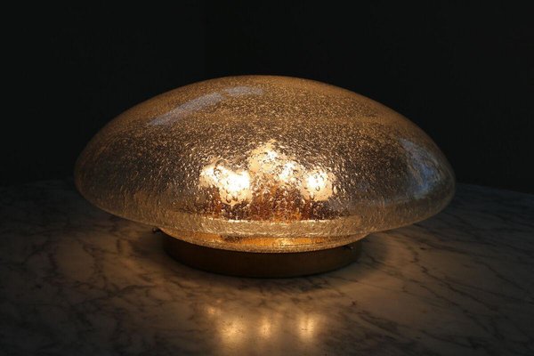 Large Space Age Ceiling Lamp in Ice Glass from Limburg, 1970s-FJP-1771587