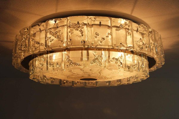 Large Space Age Ceiling Lamp in Ice Glass with 48 Tubes from Doria, 1960s-FJP-1771558