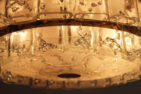 Large Space Age Ceiling Lamp in Ice Glass with 48 Tubes from Doria, 1960s-FJP-1771558