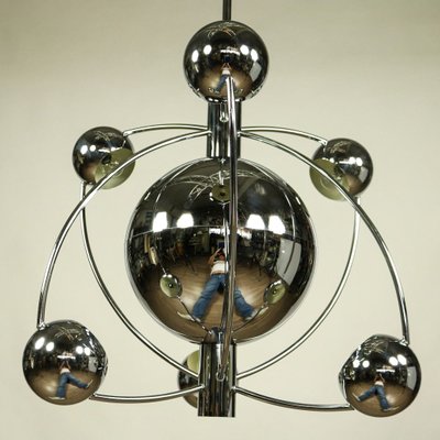 Large Space Age Chrome Sputnik Pendant Lamp, 1950s-FUP-552280