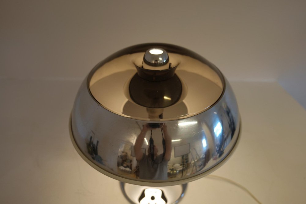 Large Space Age Chrome Table Lamp from Fagerhults, Sweden, 1970s