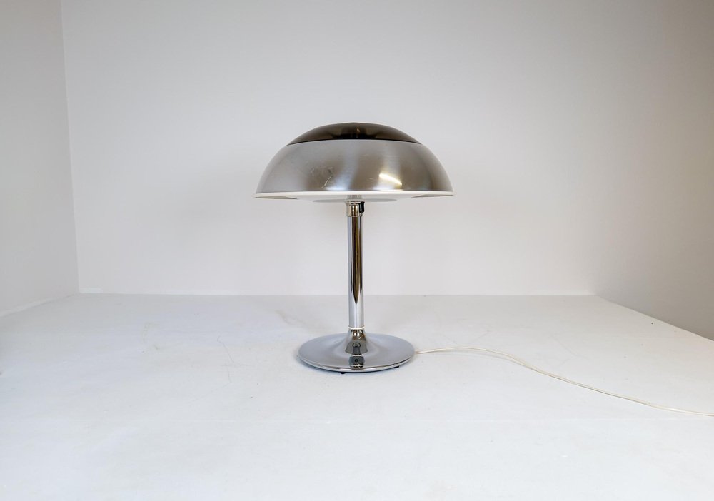 Large Space Age Chrome Table Lamp from Fagerhults, Sweden, 1970s