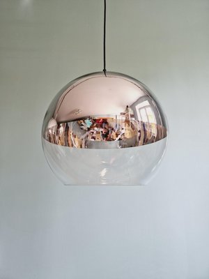 Large Space Age Pendant Lights in Transparent and Chrome Glass, 1970, Set of 2-FAX-2034509