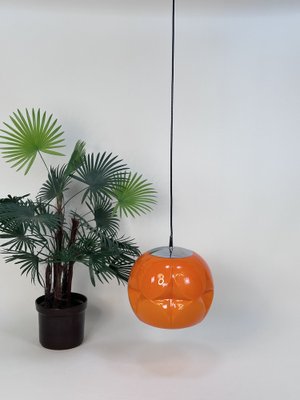 Large Space Age Sculptural Opaline Glass and Chrome Hanging Lamp from Peill & Putzler, Germany, 1960s-JP-1811950