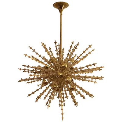 Large Sputnik Chandelier in Brass, 1970s-YF-1725320