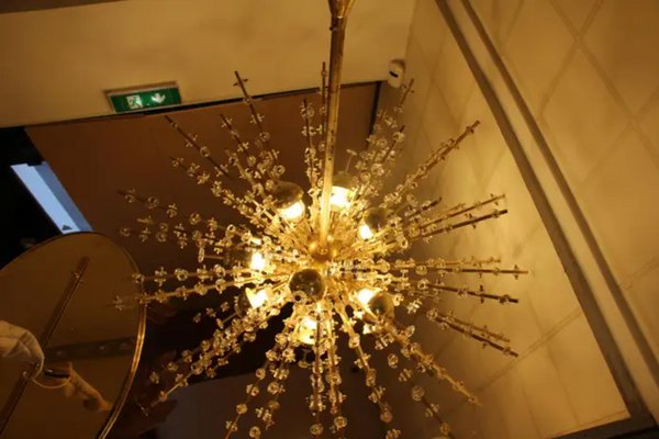 Large Sputnik Chandelier in Brass, 1970s-YF-1725320