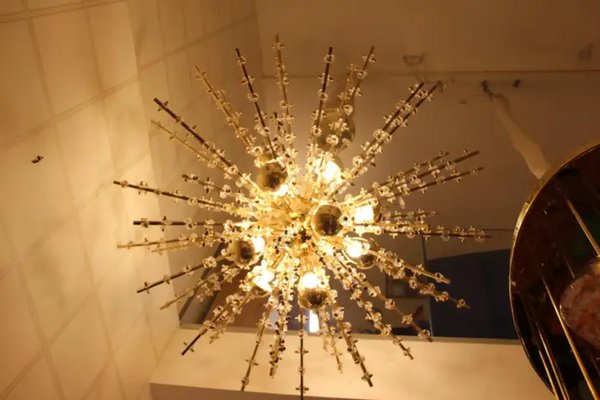 Large Sputnik Chandelier in Brass, 1970s-YF-1725320