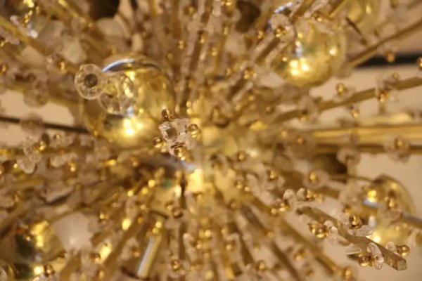 Large Sputnik Chandelier in Brass, 1970s-YF-1725320