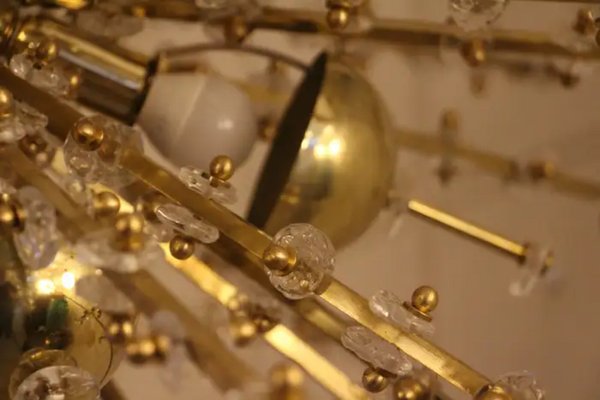 Large Sputnik Chandelier in Brass, 1970s-YF-1725320