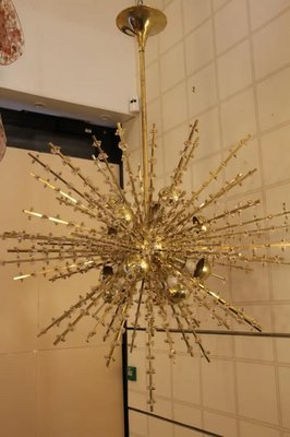 Large Sputnik Chandelier in Brass, 1970s-YF-1725320