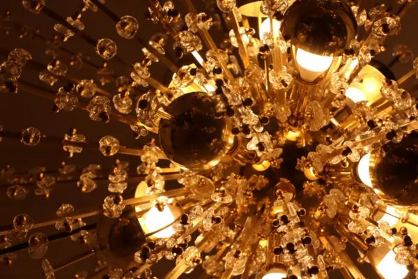 Large Sputnik Chandelier in Brass, 1970s-YF-1725320