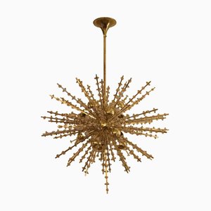 Large Sputnik Chandelier in Brass, 1970s-YF-1725320