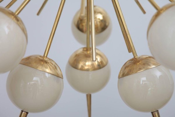 Large Sputnik Murano Glass and Brass Chandelier, 1980s-VLZ-631859