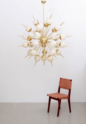 Large Sputnik Murano Glass and Brass Chandelier, 1980s-VLZ-631859