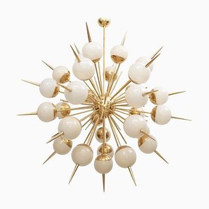 Large Sputnik Murano Glass and Brass Chandelier, 1980s-VLZ-631859