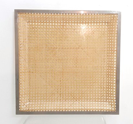 Large Square Acrylic Glass and Rattan Tray-FO-824590