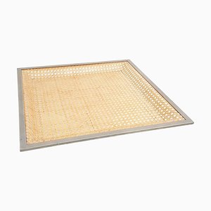 Large Square Acrylic Glass and Rattan Tray-FO-824590